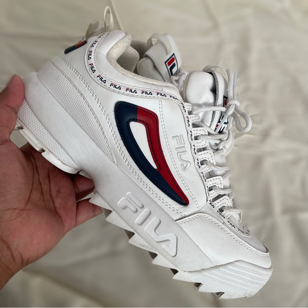 Women’s Fila Disruptor II | size US 9.5 | white, blue, red